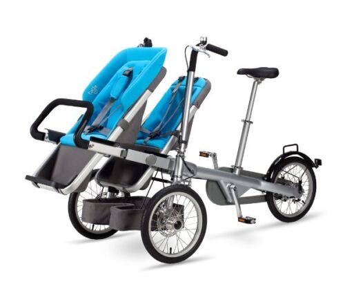 portare due bambini in bici seggiolino blu