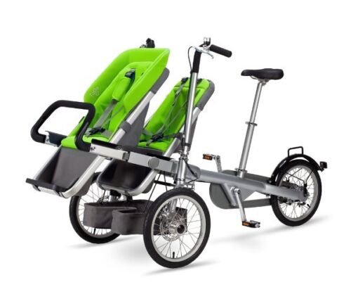 portare due bambini in bici seggiolino verde